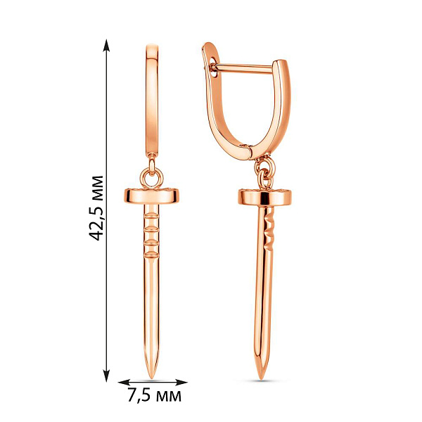 Серьги из красного золота с подвесками (арт. 108698а) – изображение 3
