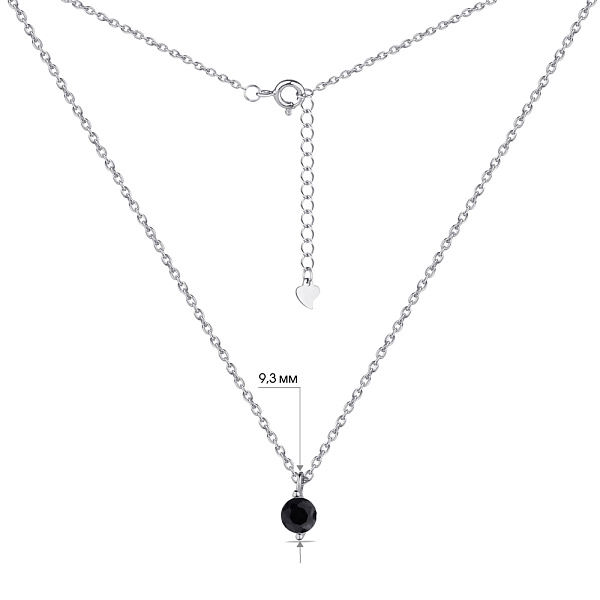 Серебряное колье с черным фианитом (арт. 7507/1291ч) – изображение 3