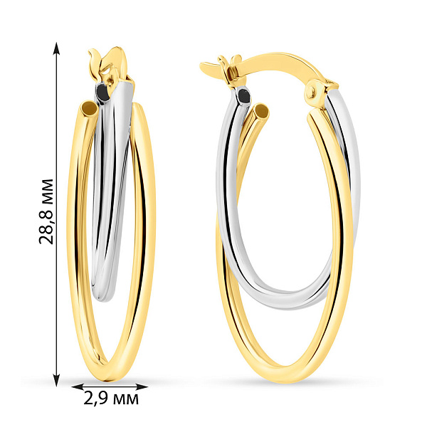 Сережки-кільця з жовтого і білого золота (арт. 108872/30жб) – зображення 5