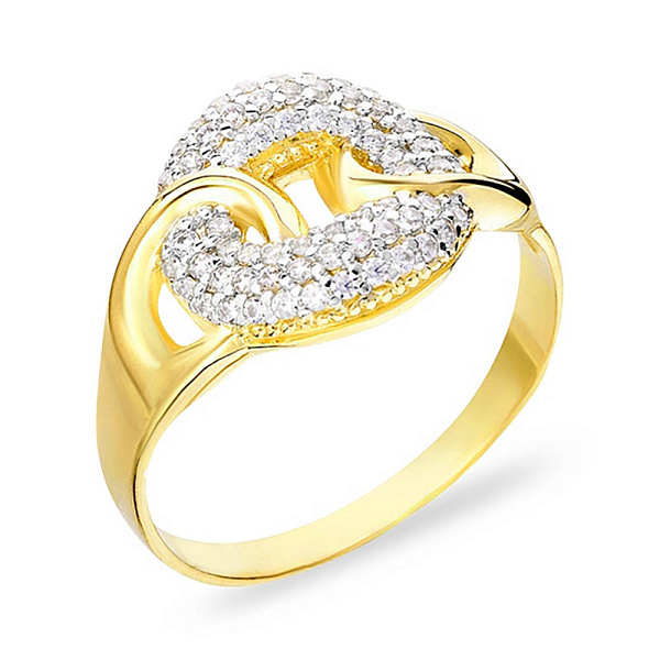 Кольцо "Звенья" из желтого золота с фианитами  (арт. 140576ж) – изображение 1