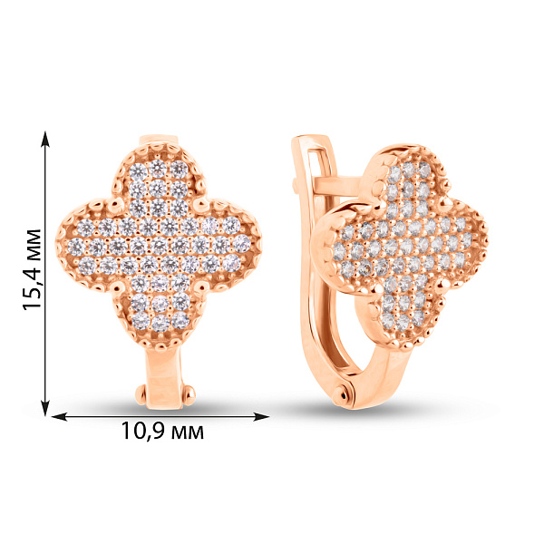 Серьги из красного золота с фианитами (арт. 1091447/10) – изображение 4
