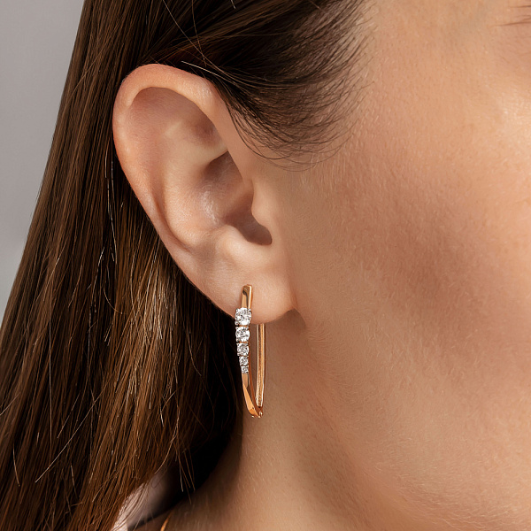 Золотые серьги с фианитами (арт. 110559) – изображение 2