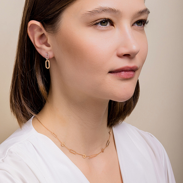 Серьги из красного золота с фианитами (арт. 110718) – изображение 3