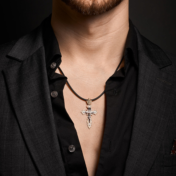 Золотой нательный крестик с распятием (арт. 501572кб) – изображение 2