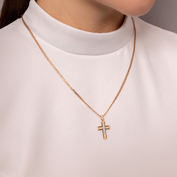 Золотой крестик с распятием и эмалью (арт. 505013ч) – изображение 2