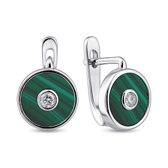 Серебряные серьги с малахитом (арт. 7502/10082млх)