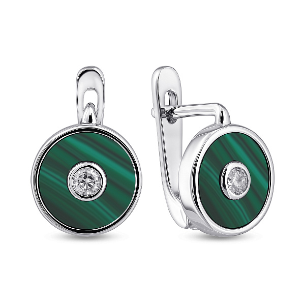 Серебряные серьги с малахитом (арт. 7502/10082млх) – изображение 1