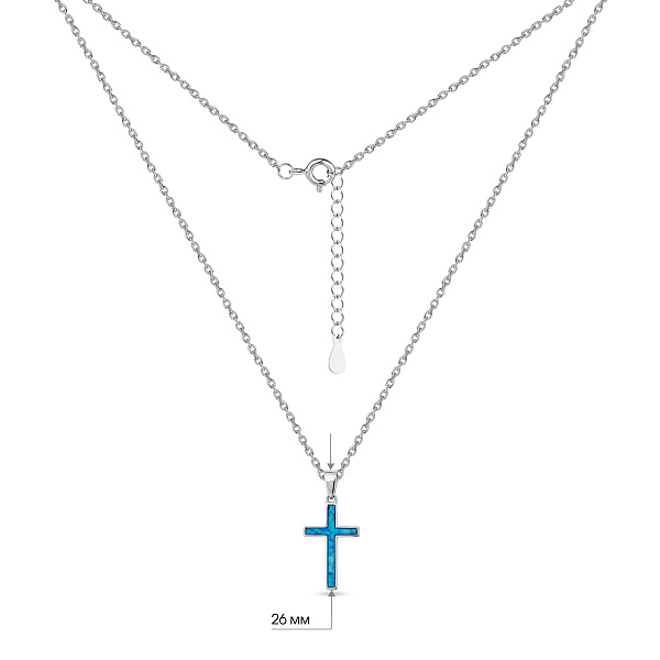 Серебряное колье с опалом и фианитами (арт. 7507/2453Пос) – изображение 3