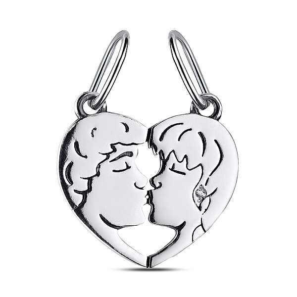 Серебряная парная подвеска Влюбленные сердца (арт. 7903/3166-ч) – изображение 1