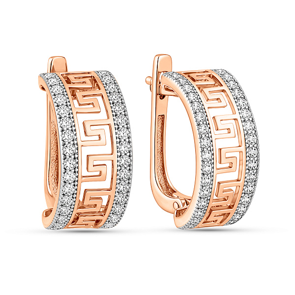 Серьги Олимпия из красного золота с фианитами (арт. 113400) – изображение 1