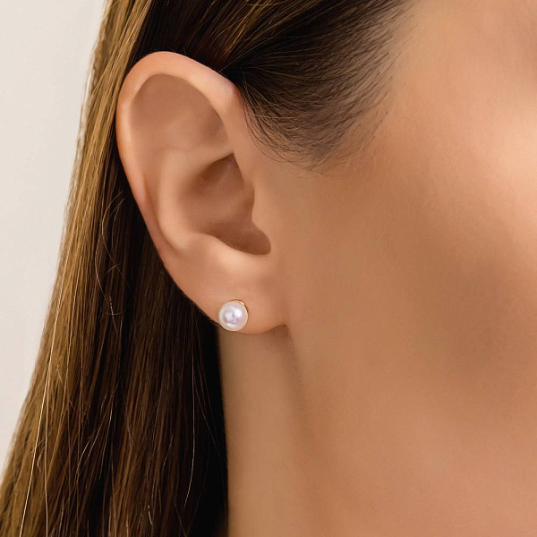 Золотые серьги-пусеты с жемчугом (арт. 2100109101) – изображение 2