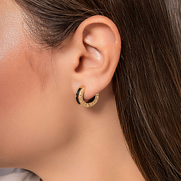 Золотые серьги-кольца с ониксом (арт. 104180/15жо) – изображение 3