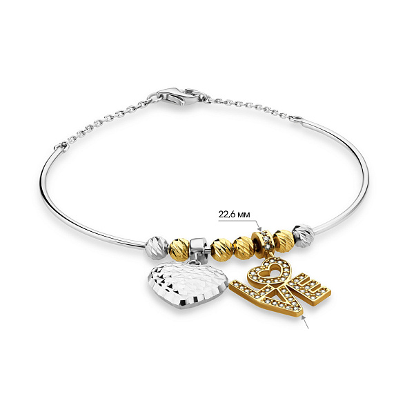 Браслет  «Love» з білого і жовтого золота (арт. 324280бжП2) – зображення 2