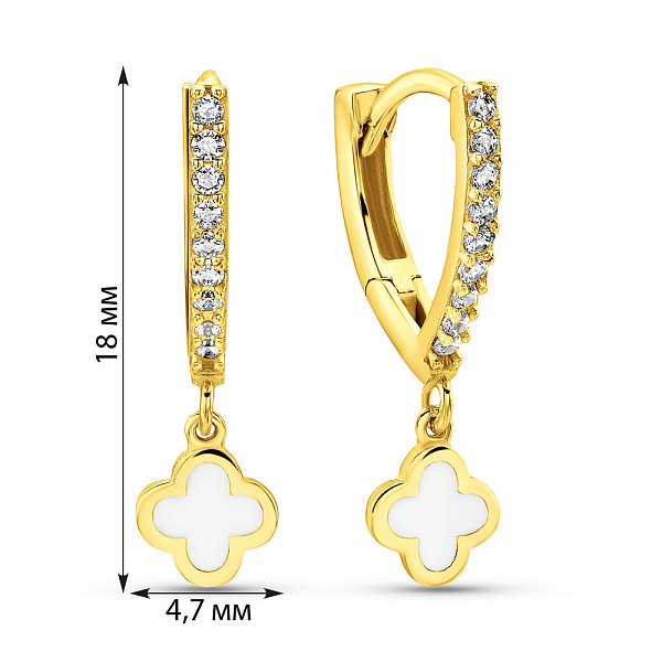 Золотые серьги-подвески с эмалью (арт. 109946жеб) – изображение 2