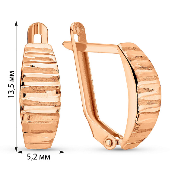 Сережки з червоного золота без каміння (арт. 109663) – зображення 2