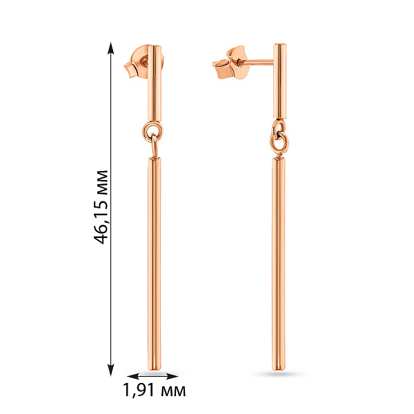 Довгі сережки з золота без каменів (арт. 108534) – зображення 2