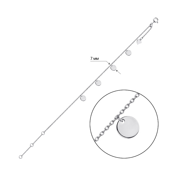 Серебряный браслет с подвесками (арт. 7509/Б2/1011Ш-21) – изображение 2