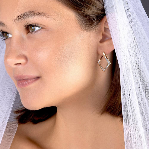 Серьги из красного золота с фианитами (арт. 2109363101) – изображение 2