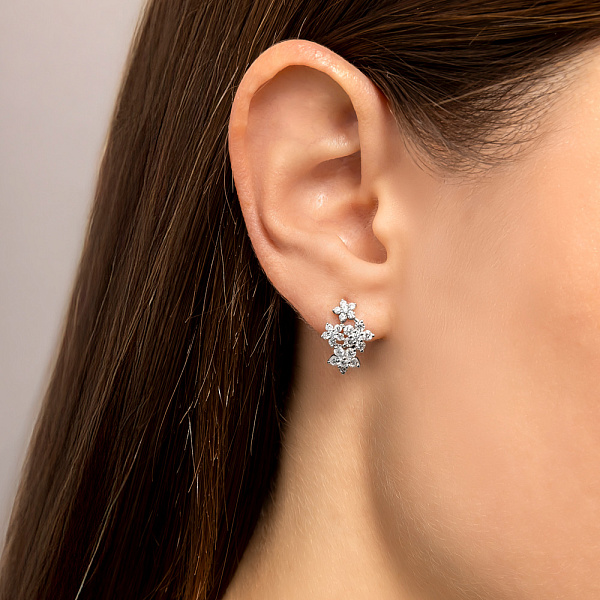 Золоті сережки Квіти з діамантами (арт. С011619100б) – зображення 4