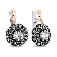 Срібні сережки з фіанітами і золотими накладками (арт. 7202/419сп)