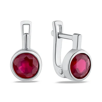Срібні сережки з рубіном (арт. 7502/1192443Р)