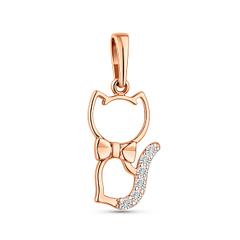 Фото Золотая подвеска Котенок с фианитами (арт. 440357)