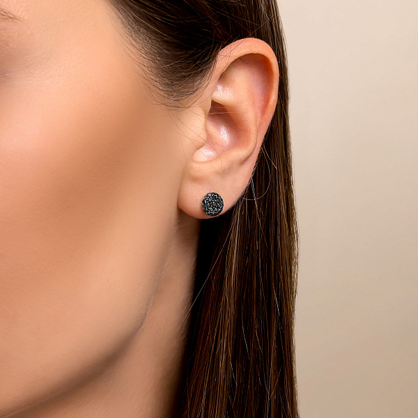 Сережки-пусети з білого золота з діамантами  (арт. 2191666202ч) – зображення 2