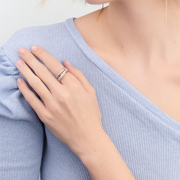 Золота каблучка з фіанітами Синергія (арт. 140452) – зображення 3