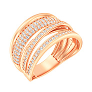 Широкое кольцо Синергия из золота с фианитами (арт. 140855)