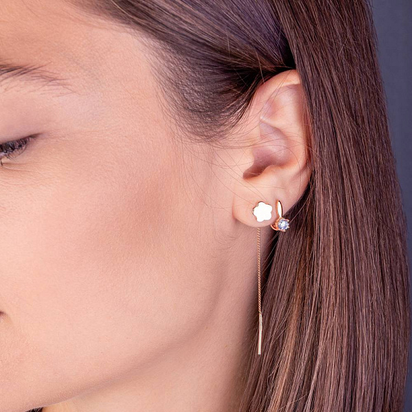 Золотые сережки-протяжки без камней (арт. 109275) – изображение 2