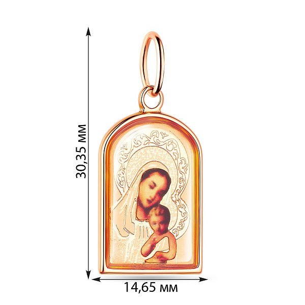 Ладанка з червоного золота Матір Божа (арт. 420887) – зображення 2