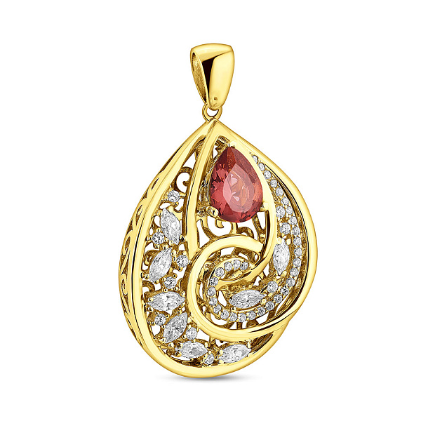 Подвес из желтого золота с кварцем и фианитами (арт. 422878жПкр) – изображение 1