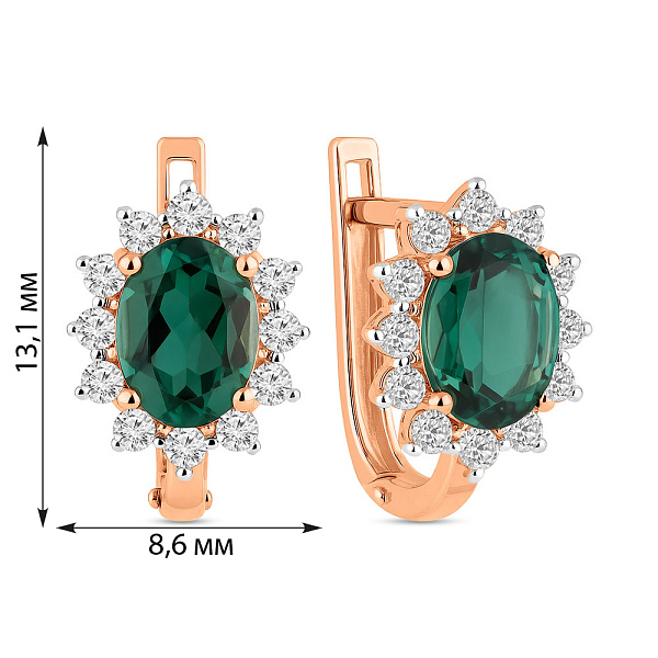 Золотые серьги с кварцем и фианитами (арт. 111250Пз) – изображение 4