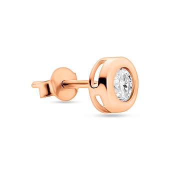 Одинарна сережка з червоного золота з фіанітом (арт. 104694Я)