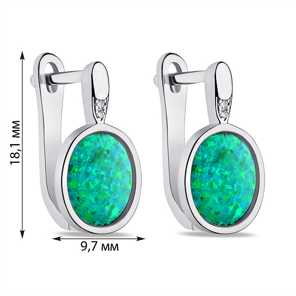 Срібні сережки з зеленим опалом (арт. 7502/9011Поз) – зображення 2