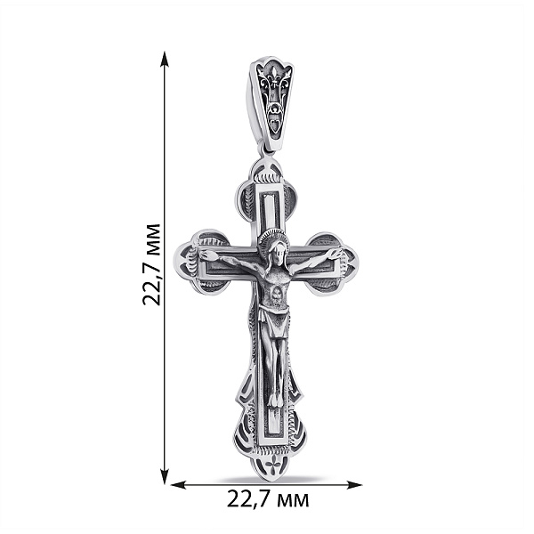 Срібний масивний хрестик з розп'яттям (арт. 7904/R022пю) – зображення 2