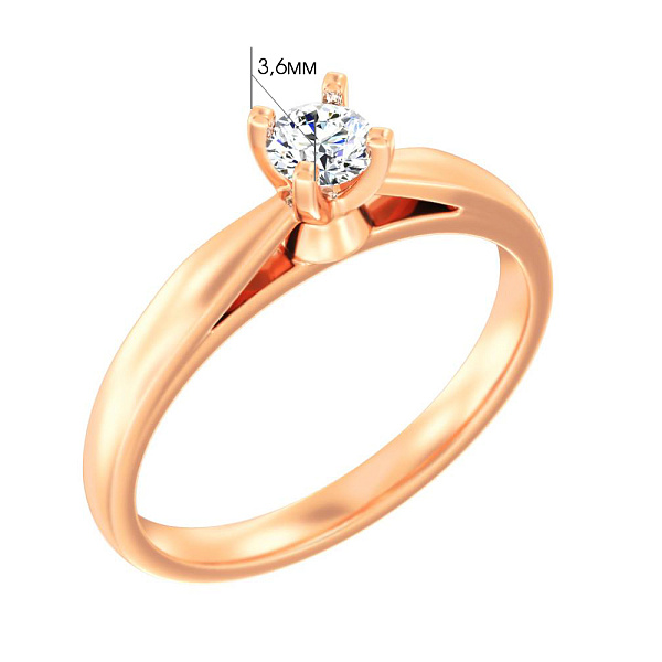 Золотое кольцо с бриллиантом (арт. К011304015) – изображение 2