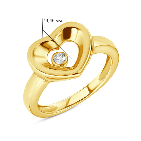 Золота каблучка Серце з фіанітом (арт. 154525ж) – зображення 2