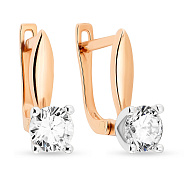 Фото Сережки из золота с фианитами для детей (арт. 105656)