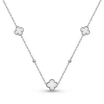 Срібне кольє Конюшина з перламутром (арт. 7507/2327/7п)