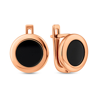 Сережки Лýна из красного золота с черной эмалью (арт. 111145ч)