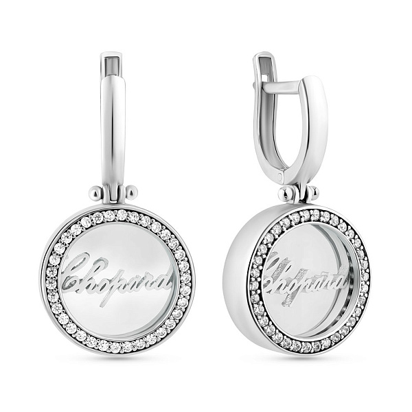 Серьги из белого золота с фианитами (арт. 103686б) – изображение 1