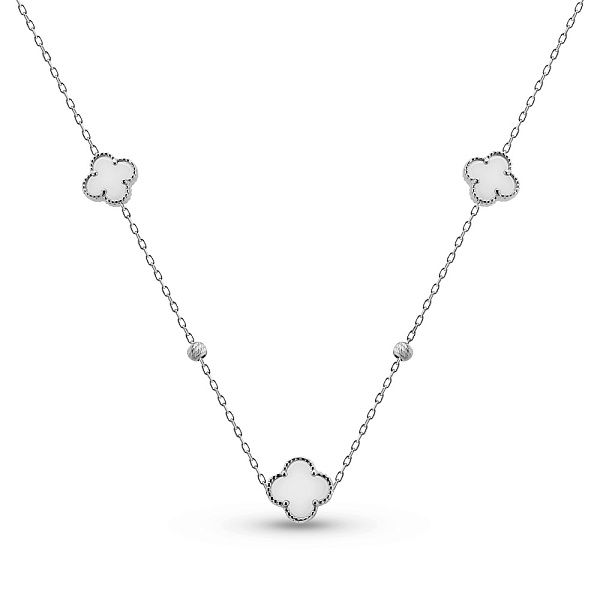 Срібне кольє Конюшина з перламутром (арт. 7507/2327/7п) – зображення 1