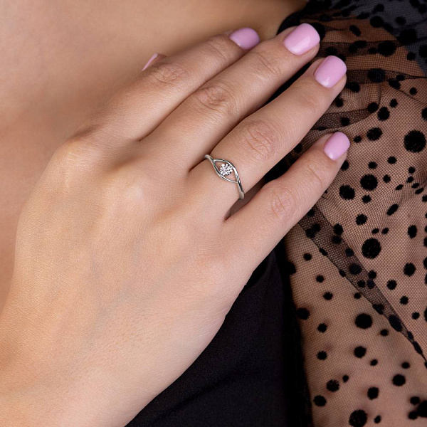 Кольцо из белого золота с бриллиантом (арт. К011355010б) – изображение 3