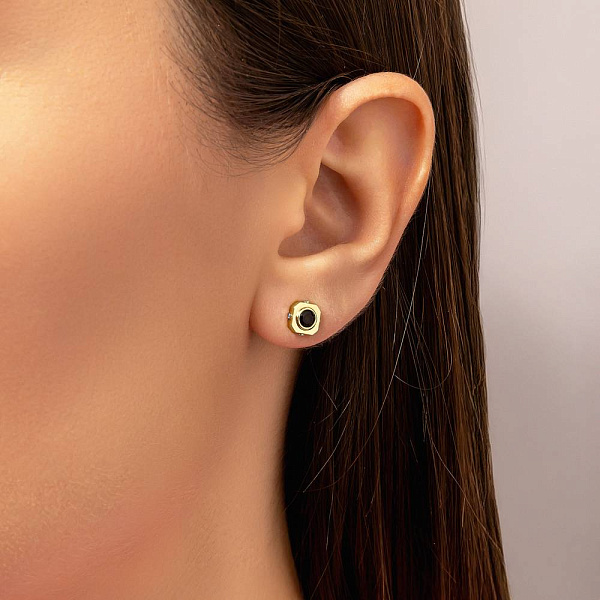 Золотые серьги с фианитами (арт. 1101100жч) – изображение 2