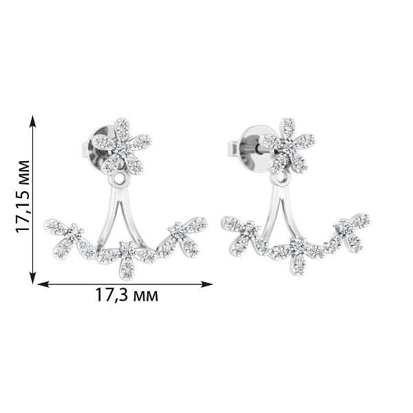 Серьги-джекеты из белого золота с бриллиантами (арт. Т011275030б) – изображение 5
