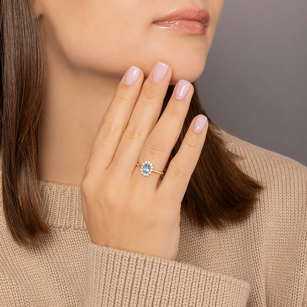 Золотое кольцо с топазом и фианитами (арт. 141250Птг) – изображение 6