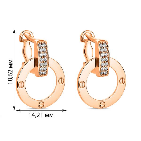 Сережки из красного золота с фианитами (арт. 106285) – изображение 2