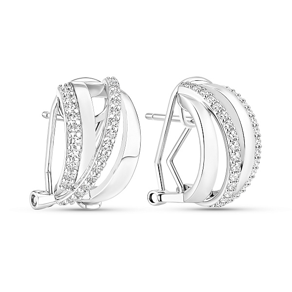 Серебряные серьги с дорожкой из фианитов (арт. 7502/10210) – изображение 1