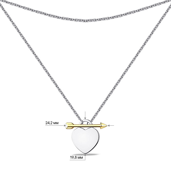 Серебряное колье Сердце (арт. 7507/1586бж) – изображение 3